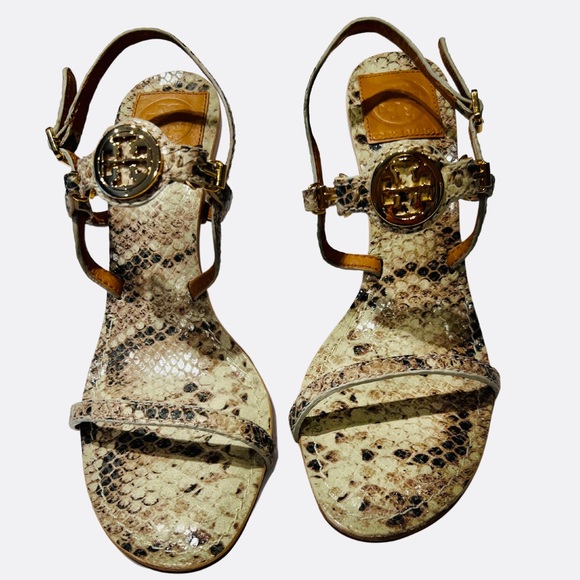 Tory Burch Low Heel Sandel, New Without Box, Never Worn, Snake Look Strap Sandel - Picture 1 of 7